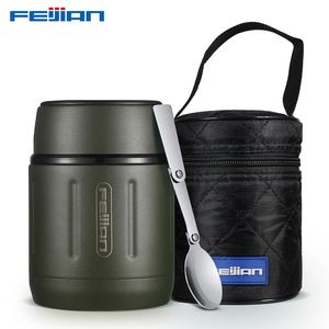 Feijian 500ml Food Thermos 316ステンレス鋼真空断熱瓶とスプーンキッズランチボックス240422