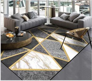 Aovoll Mode moderne schwarz -weiße graue Marmor Gold Line Cross Türmatte Teppich Schlafzimmer Teppich Wohnzimmer Küchenmatten1568773