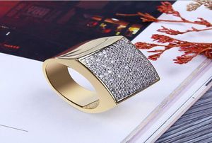 XL Mega Icey Gold Cz Micro Pave Bling Ring Cr Bring Bling Ring Кольцо Микропроирлыки -кубическое циркониея моделируемые бриллианты хип -хоп кольца1216036