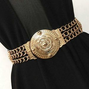 2019 Women Flower Percy Belts Fashion Ladies Floral Floral Wide Gold Metal Belt for Gress Fant Golden Belt Belt 322T