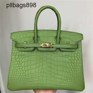 Top Cowhide Handbag Brkns Genuine Leather green crocodile skin belly with half honey wax small 25 with leatherUW9ITGQE