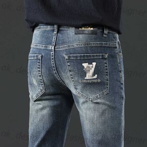 Herren Jeans Designer Herbst Fashion Jeans Herrenhose Slim Fit Dick gestickte graue Hose für Männer