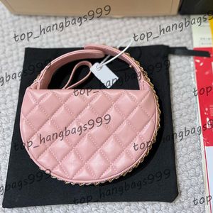 Portable Mini Totes Bag Round Cake Moon Shaped Makeup Bags Snap Buckle Handle With Chain Decoration Card Holder Purse Cosmetic Bags 17X11CM