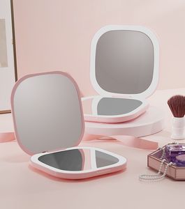 Het New Lady LED Makeup Mirror Cosmetic Lamps LEDS Mirror Folding Portable Travel Pocket Mirror Lights Lighted Fast Ship