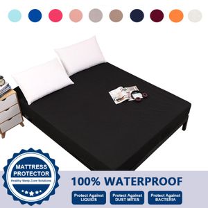 Bedding Fitted Sheet Waterproof Machine Washable 100% Polyester Classic Solid Color US Standard King Queen Full Twin VT2417 269u