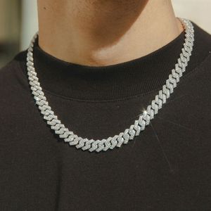 10mm diamant prong länk kedja halsband 14k vitt guld pläterat 2 rad iskal kubik zirkoniumsmycken 16 tum-24-tum kubansk kedja 257n