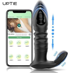 Andra hälsoskönhetsartiklar App Control Anal Plug Bluetooth THROSTING Vibrator för kvinnor manlig prostata massager anal dildo Buttplug vuxna leksaker för män y240503