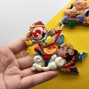 3PCSfridge Magnesy Chińskie arcydzieło Podróż do West Hand Made lodówka Paste Kolor Malarstwo Tang Monk Wukong Bajie Sand Monk Model Magne