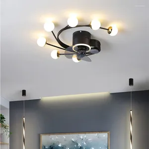 مصابيح السقف مصباح LED LED LED Celling Fan Art بدون شفرات مصباح Bedroom Decorative Black and Gold