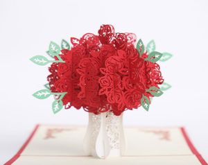 3D Pop -Up Flower Itming Cards Laser Cut Invitation Card na Valentine039s Dzień rocznicowy ślubny impreza 6897254