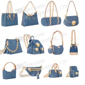 Designer vintage denim bag women cross body handbags Hobo Shoulder Bags high quality Blue Denim flower messenger purses