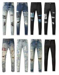 fioletowe dżinsy designer dżinsy chude dżinsy męskie spodnie ołówek dziura bawełnę Hip Hop czarne dżinsy dżinsowe spodnie mody High-end jakości szczupłe dżinsy#293