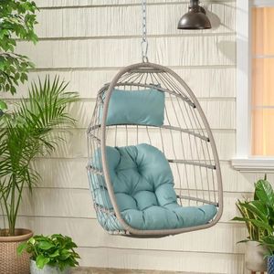 Indooroutdoor Foldable Rattan Swing Hammock Seat Hanging Egg Chair Without Bracket With Cushionheadrest Garden Furniture Foot 240508