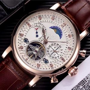 18CT Fashion Szwajcarskie mężczyźni Watch skórzany turbillon zegarek automatyczny mężczyźni Mężczyźni Mężczyźni Stalowe zegarki Mechaniczne męskie zegarki MASCULINO CLOC 257W