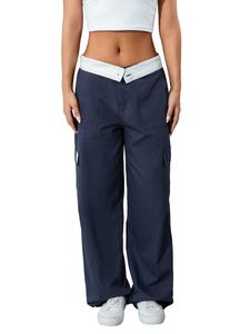 Pantaloni da donna Capris Saura Womens Pantaloni da carico a basso contenuto di tasche di strada alla moda sciolte Q240508