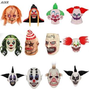 Parti Maskeleri Yeni Lateks Maske Kafası Gear Joker Gülümseyen Cadılar Bayramı Yampa Performans Bar Kostümü Tam Yüz Korkunç Uzaylı Gerçeklik Q240508