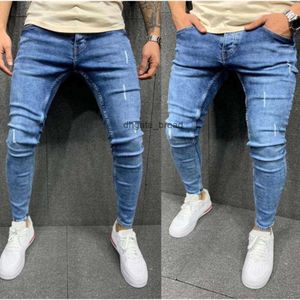 High Quality Worn-out Small Foot Stretch Tight Fitting Jeans Mens Jeans