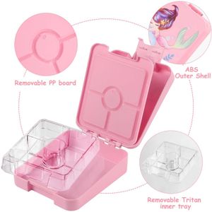 ランチボックスバッグaohea bento for kids for mermaid bento boxes 4コンパートメント幼児のベントコンテナ保育または学校用