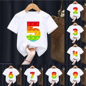 Magliette divertenti arcobaleno pop it t-shirt numero 2 3 -10 Tanda da regalo di buon compleanno NABIE NABINA BASCHI CAMPIGLIE UNISEX TSHIRT TOE TOP T240509