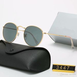 2022 Classic Design Brand Round Sunglasses UV400 Eyewear Metal Gold Frame Glasses Men Women Mirror glass Lens Sunglass with box 2625