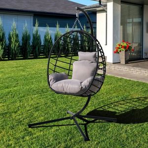 Hanging Egg Swing Stuhl kann Hängemattenterrasse im Innen- und Außenbereich mit Kissen 240508 unterstützen