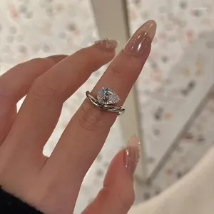Кластерные кольца Уода капля 2CT Lab Diamond Ring Real 925 Серебряное серебряное обручальное кольцо для женщин Обещают ювелирные изделия