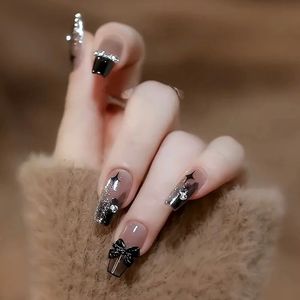 24pcs الأظافر المزيفة Press on Tips Arts Forms Edhisive False for ABS Sith Dith Doy Cover Full French Nail 240509