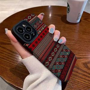 Cell Phone Cases Retro Burlap Pattern Phone Case Suitable for iPhone 14 13 12 11 Pro Max X XR XS 7 8Plus Color Camera Protection Silicone Cover Phone Case J240509