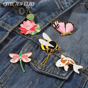 Broches série de plantas de animais fofos pinos de esmalte de borboleta flow metal metal mulheres garotas chapéu de chapéu de lapela jóias presente