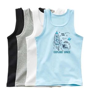 T-shirty Baby Boy Space Rocket Top Top Nowe modne dziecko T-shirt Childrens Summer Sleveless T-Shirtl240509