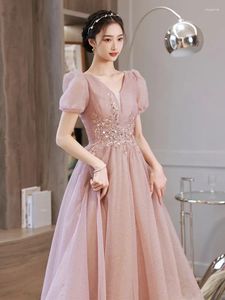 Vestidos casuais vestido de noite francês: vestido de noivado de luxo de luxo leve.As mulheres podem usar o vestido da dama de honra para adulto