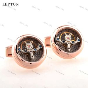 Lepton Hot Sale Movement Tourbillon manschettknappar för Mens Lepton Högkvalitativ mekanisk klocka Steampunk Gear Cuff Links Relojes Gemelos 325