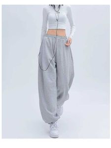 Women's Pants Capris HOUZHOU Basic Gray Baggy Jogging Sweatpants Women Y2K Korean Harajuku Oversized Solid Joggers Track Pants Hippie Trousers Y240509