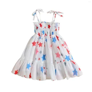 Girl Dresses Summer Independence Day Kids Baby Girl Slip Dress Sleeveless Stars Stampa vestiti a una linea casual