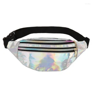 Bolsas de cintura Bum Bag Boltable Belt Sport Sport Sbages de cintura Holograma PU PACK PACK IMACIDADE brilhante brilhante