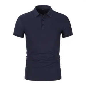 Herrpolos sommar Pure Cotton Refreshing and Breatble Casual Business Sports Round Neck -knappen fodrad överst