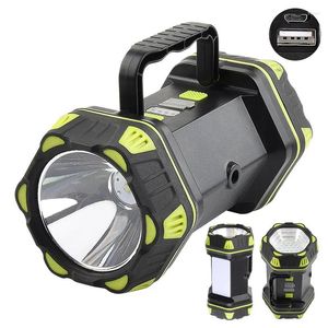 Vägglampa LED Ultra Bright Waterproof Torch 8 -lägen 18650 USB uppladdningsbart batteri för camping nödbelysning