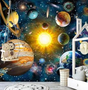 Bakgrundsbilder anpassade 3D PO WALLPAP KIDS SOVROOM Modern handmålad tecknad universum Stjärna Sky Planet Children Rum Mural Bakgrund5663639