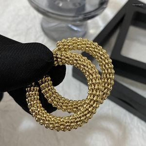 Hoop Earrings AENSOA Stainless Steel Punk Chunky Gold Plated Personalized Thick Texture Hiphop Exaggerated Huggies
