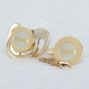 Miyocar spersonalizowane dowolne nazwę Gold Bling Pacifer i Clip Clip BPA Darmowe luksusowe luksusowe unikalne design PPG 240423