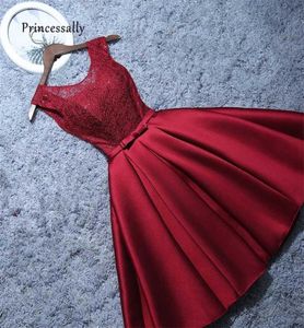 Abito da sera corto Vino in pizzo Vino rosso grigio Aline Bride Party Formal Homecoming Graduation es Robe de Soiree 2111018987289