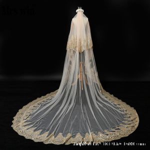 Bridal Veils Wedding Veil 2021 Mrs Win Champagne Applique Two-layer Cathedral Luxury Bling With Comb F 312V