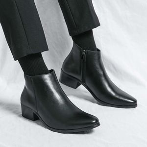 Botas curtas de estilo com zíper lateral Motocicleta Casual British Men