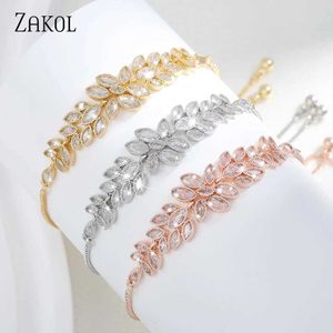 Bröllopsarmband Fashion Cubic Zirconia justerbara armband för kvinnor Utsökta bladbröllop smycken gåvor BP2096