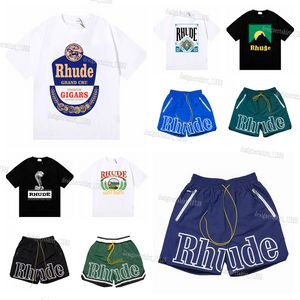 Schwimmshorts RHUDE KURZE DESTELLUNGEN MENS SHORTS Sets lässig T-Shirt Urlaub T-Shirt Designer T-Shirt Männer Designer Kleidung Grafik Tees Tendenz Fitnessstudio Shorts Männer Männer