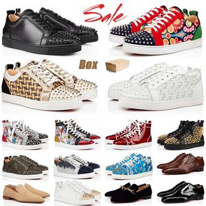 Designer Red Bottoms Dress Shoes Luxury Low Top Black White Leather Sneakers Made In Italy woman heels Loafers Spikes Casual women men trainers