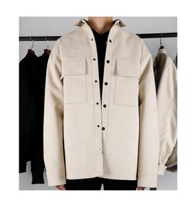 Trendig 6: e grå mocka skjorta jacka överdimensionerad high street lös och plus-size jacka1087216