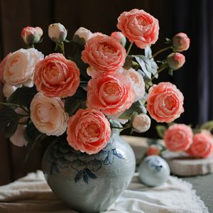 3 çiçek, beyaz mavi şarap kırmızı mor ekran yapay şakayık çiçek, gelin ipek sahte buket, festival partisi düğün dekorasyonları Sevgililer Günü hediyesi