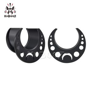 KUBOOZ Stainless Steel Notched Cutout Moon Pattern Tunnels Ear Plugs Body Piercing Jewelry Earring Gauges Stretchers Expanders Who1661799