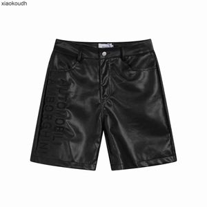 Rhude High end designer shorts for Trendy and fashionable letter embroidered leather shorts spring/summer new pocket high street casual pants With 1:1 original tags